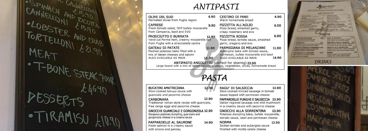 Angoletto Menu