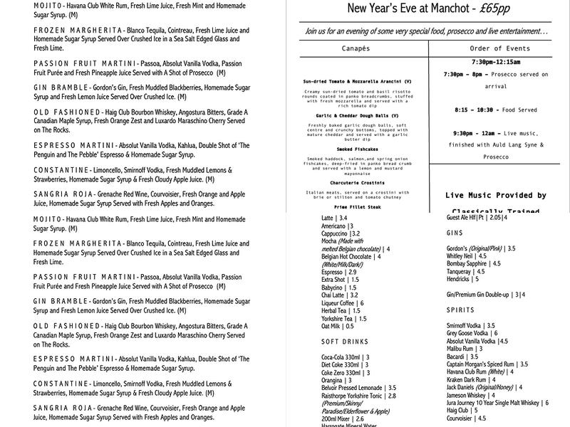 Manchot Tapas Bar & Restaurant Menu