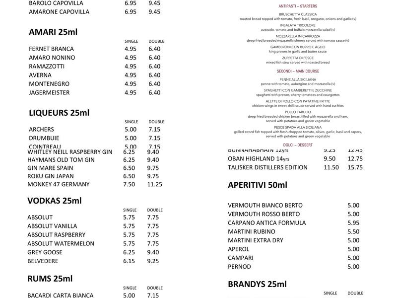 Enoteca Restaurant & Wine Bar Menu