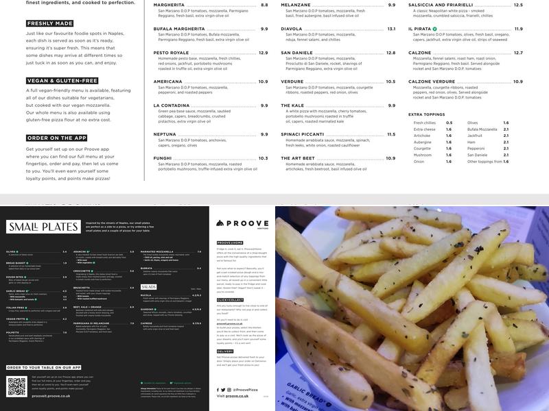 Proove Pizza Menu