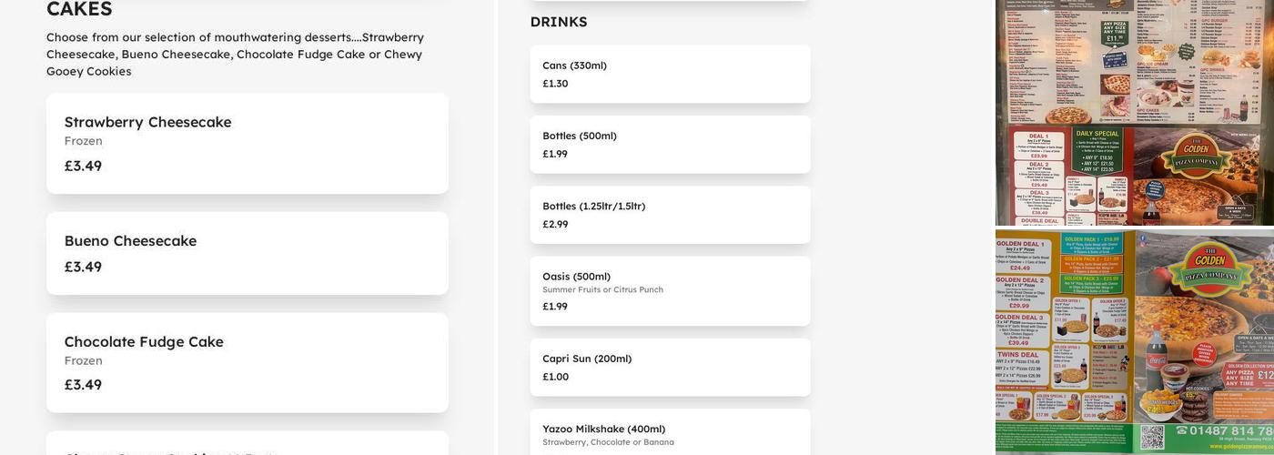 The Golden Pizza Company - Ramsey Menu