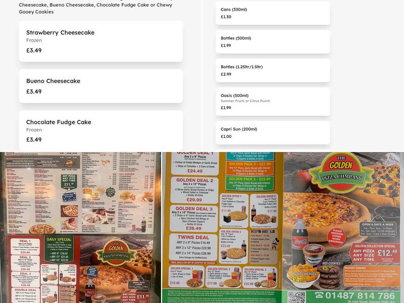 The Golden Pizza Company - Ramsey Menu