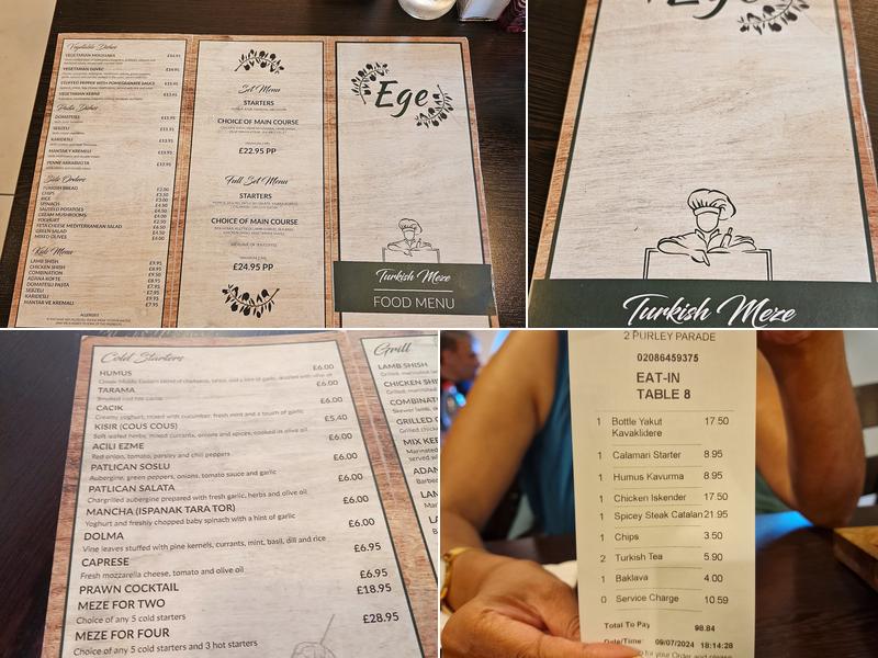 Ege Restaurant Menu