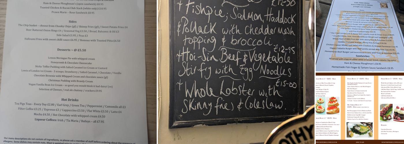 Pied Bull Enfield Menu