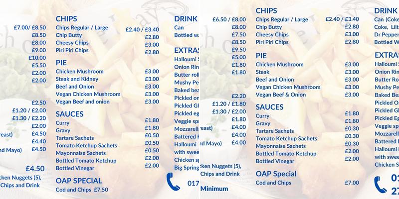 The Chippy Menu