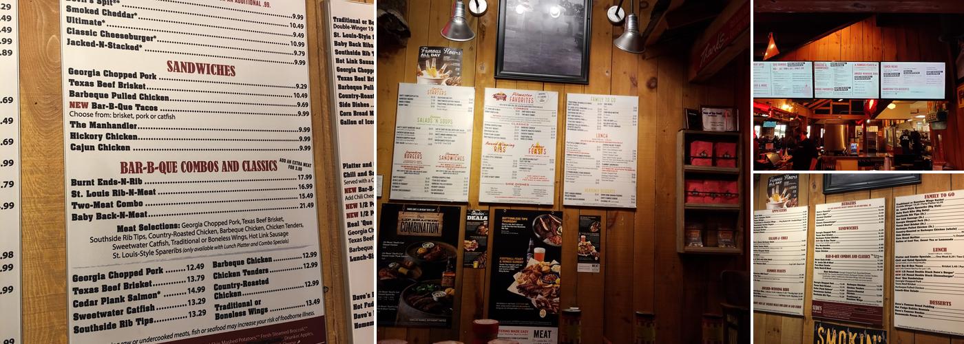 Famous Dave's Bar-B-Que Menu