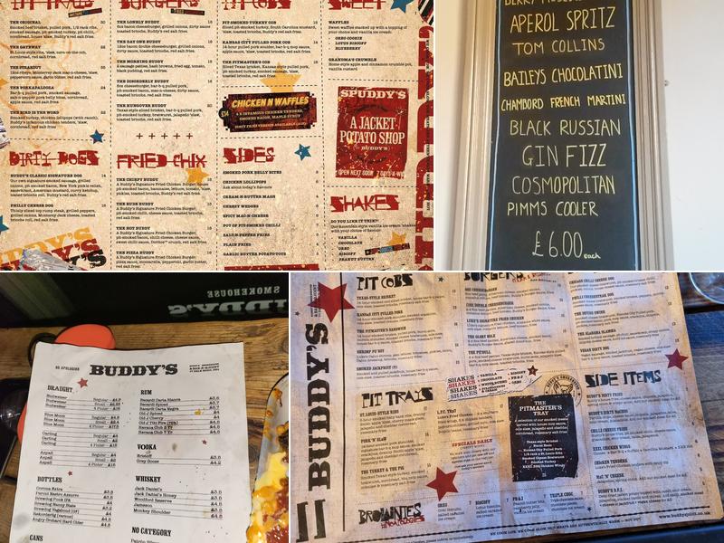 Buddys, Matlock Menu