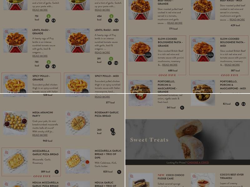 Coco di Mama - Pasta Kitchen - Truro Menu