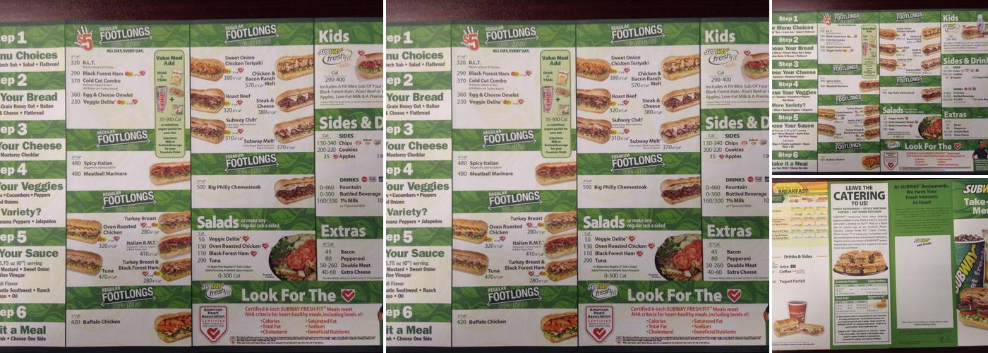 Subway Menu