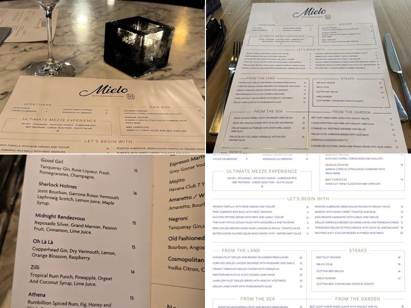 Mielo Restaurant Menu