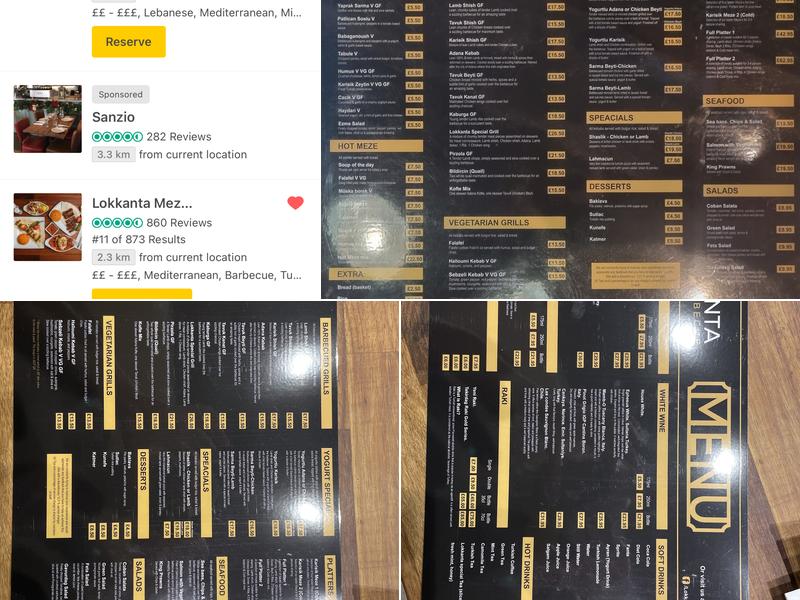 Lokkanta Turkish Restaurant Menu