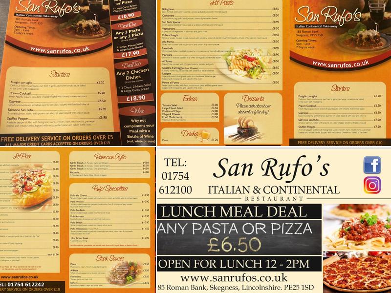 San Rufo’s Italian Restaurant Menu