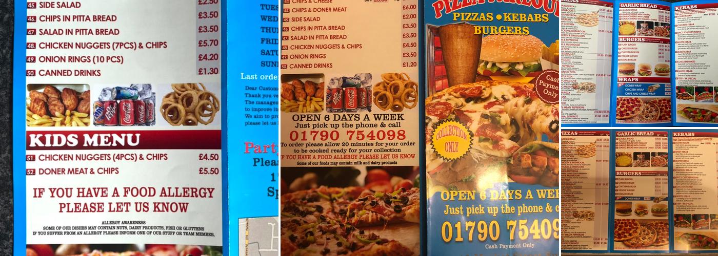 Step In Pizza Parlour Menu