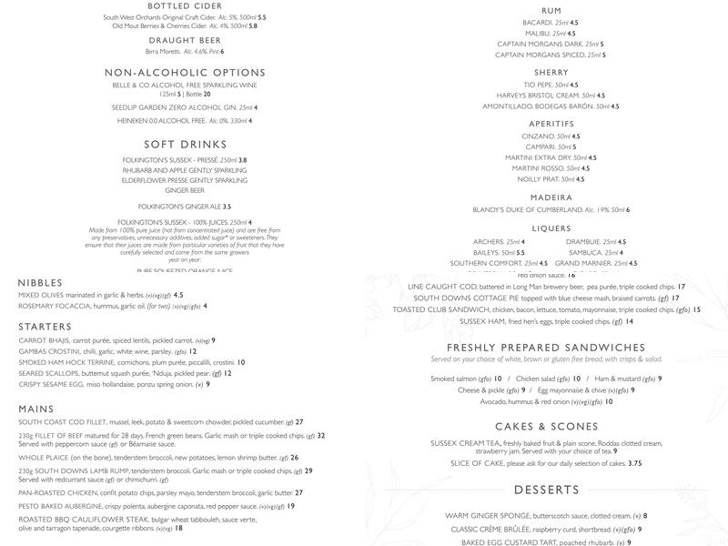 The Wingrove Restaurant & Terrace Menu