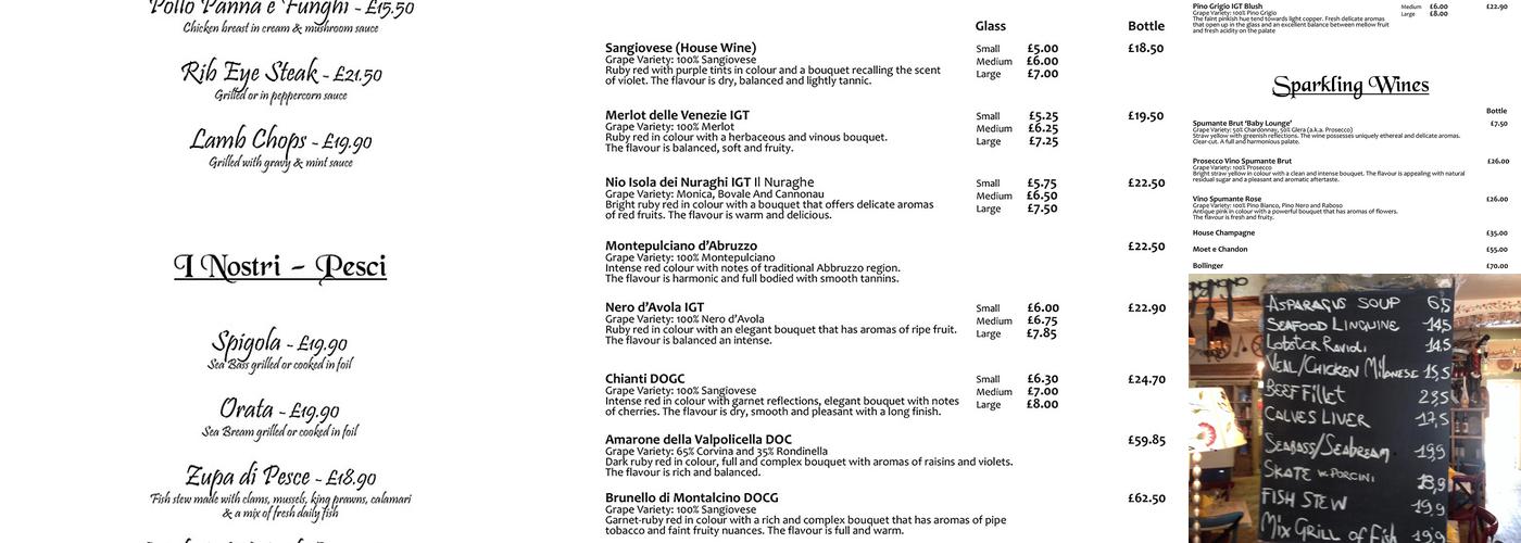 Il Bacio Theydon Bois Menu