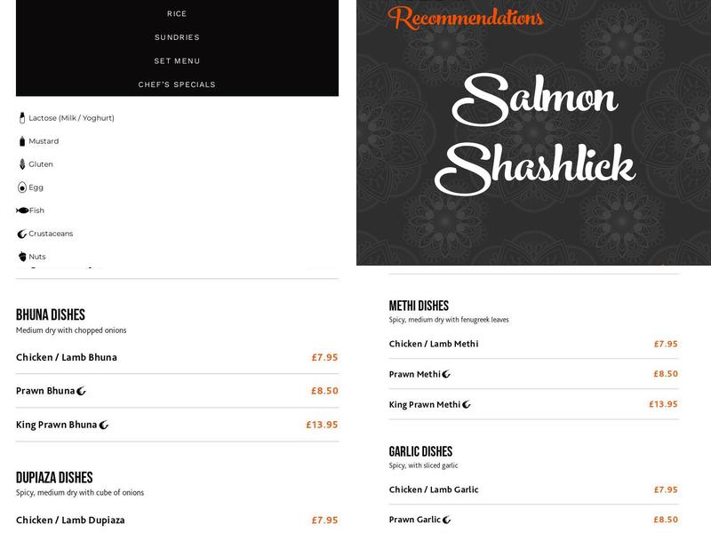 Theydon Bois Balti House Menu