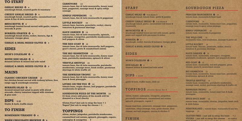 Slice - Sourdough Pizza Menu