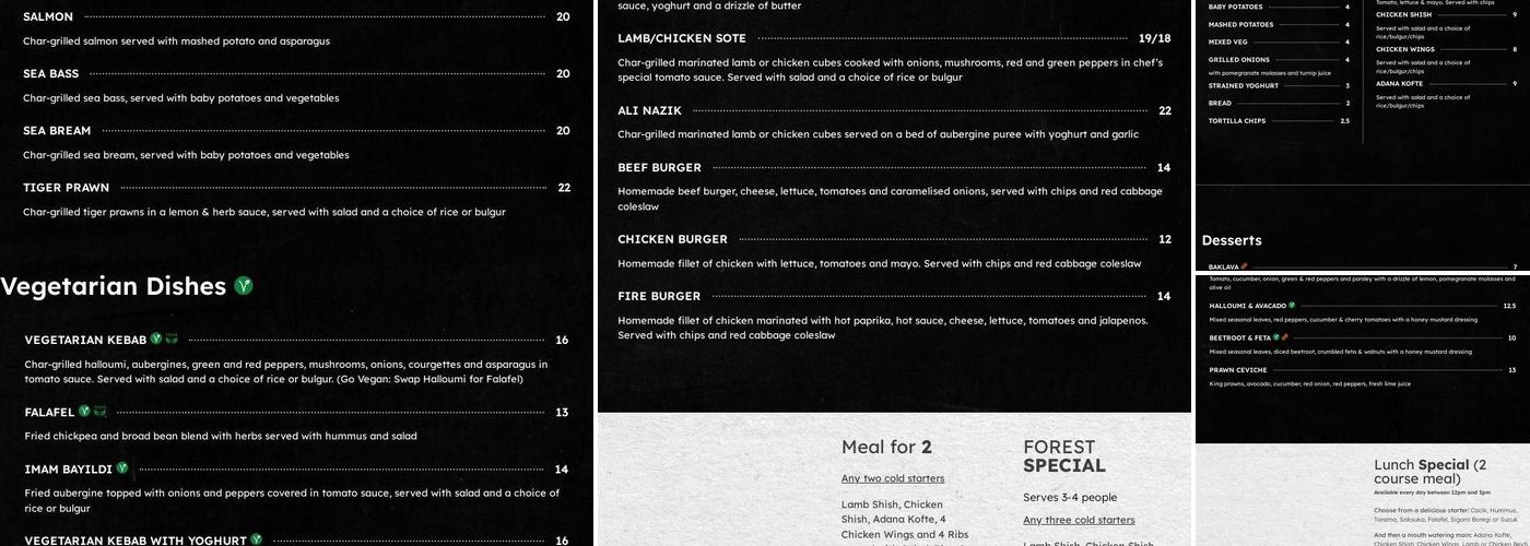 Forest Kitchen Menu