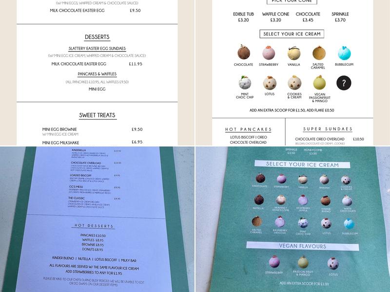 Grandpa Greene's Luxury Ice Cream Menu