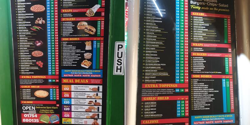 Wainfleet Kebab House Menu