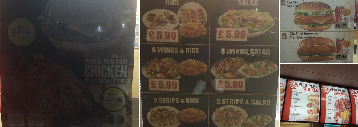 Beef Belly Halal Burgers and Peri Peri Chicken Menu