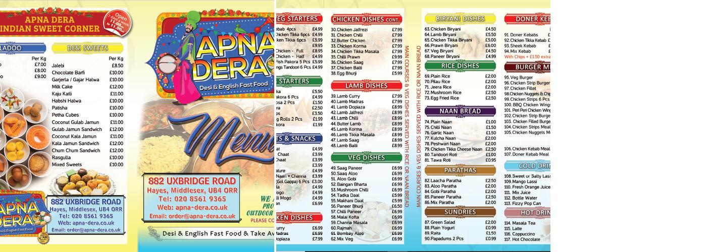 Apna Dera Menu