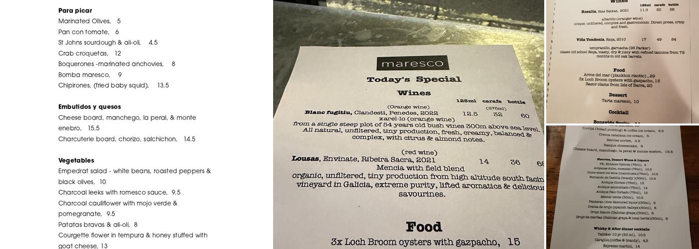 Maresco Menu