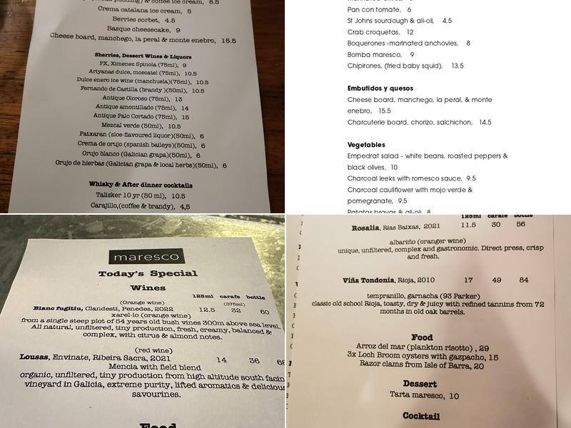 Maresco Menu