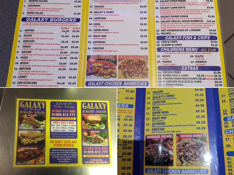 Burger Kebab Galaxy Menu