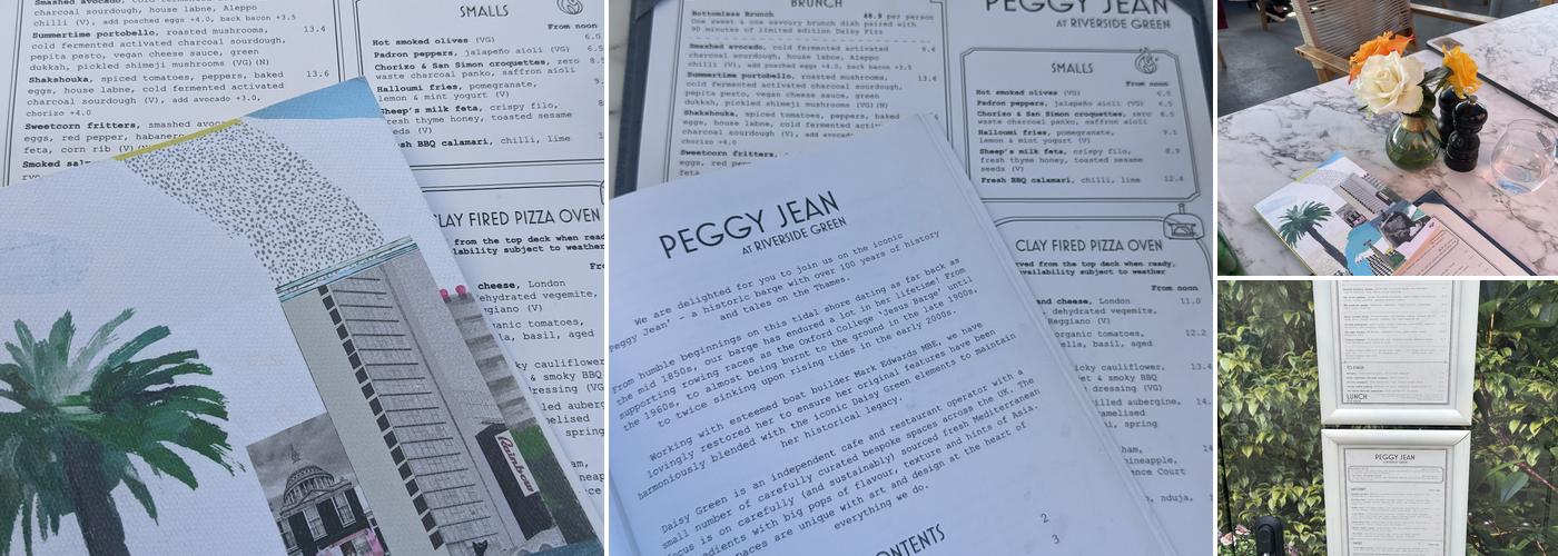 Peggy Jean at Riverside Green Menu