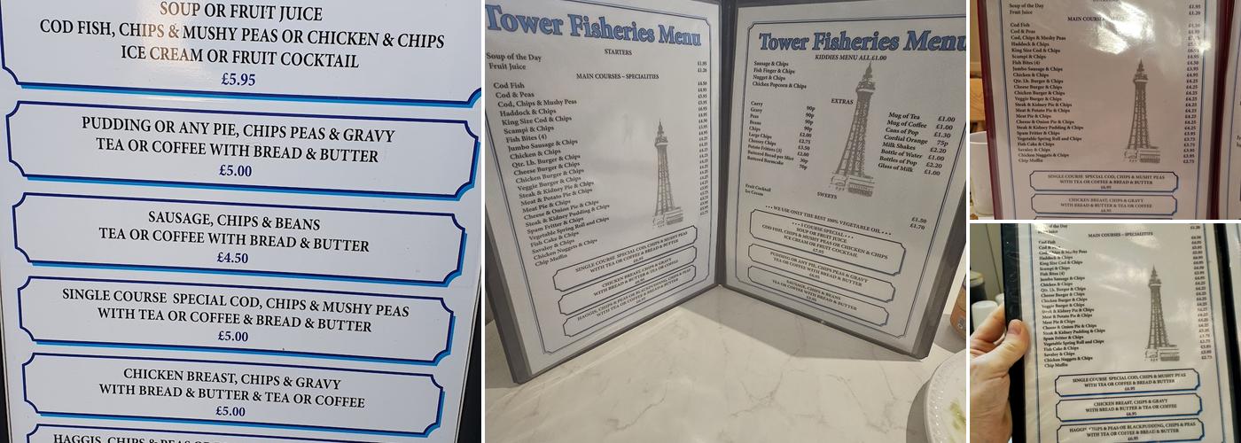 Tower Fisheries Menu