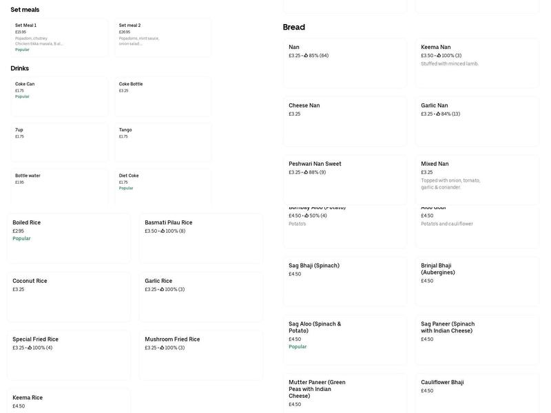 Indigo Indian Takeaway Menu