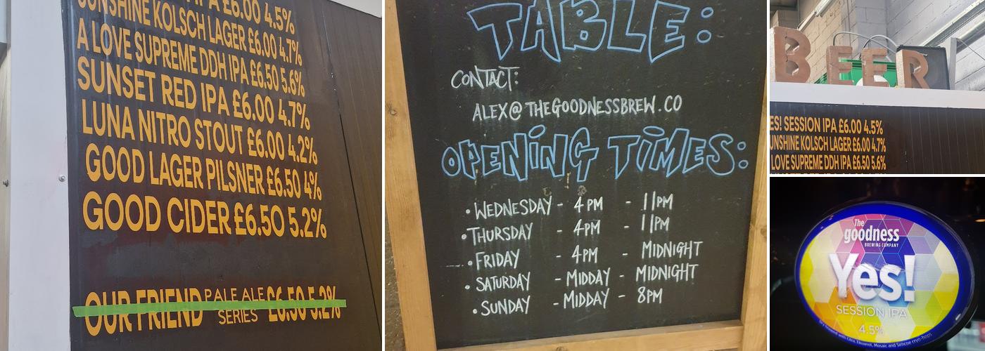 The Goodness Brewing Company Menu