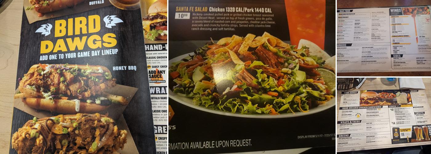 Buffalo Wild Wings Menu