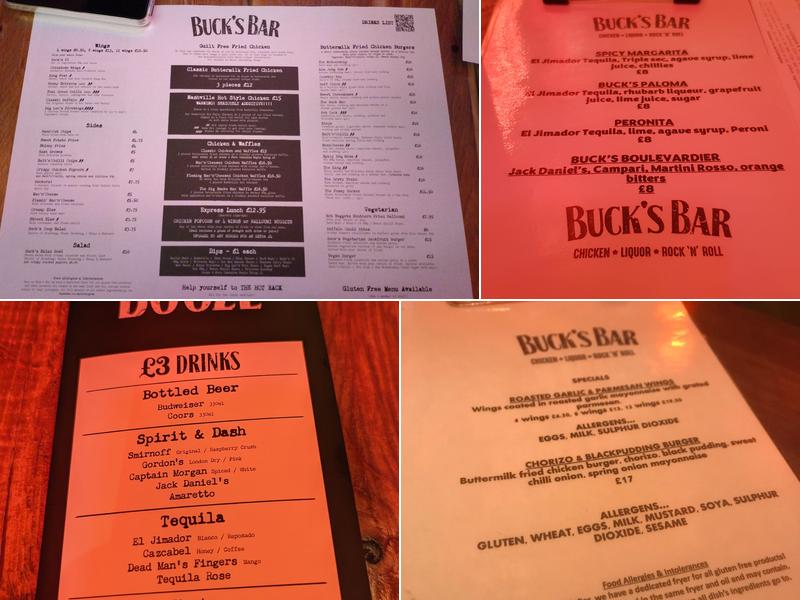 Bucks Bar - Edinburgh Menu