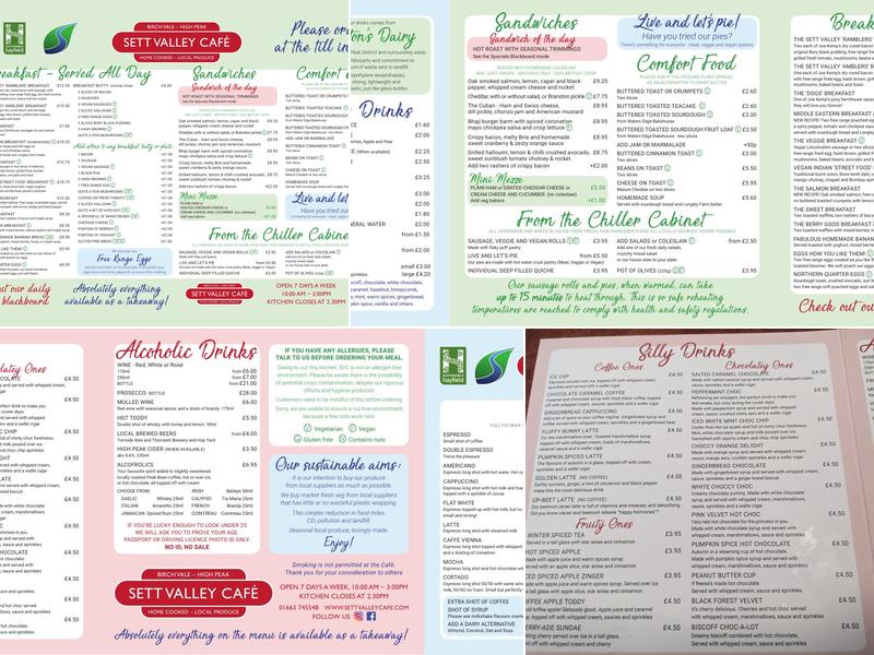 Sett Valley Cafe Menu