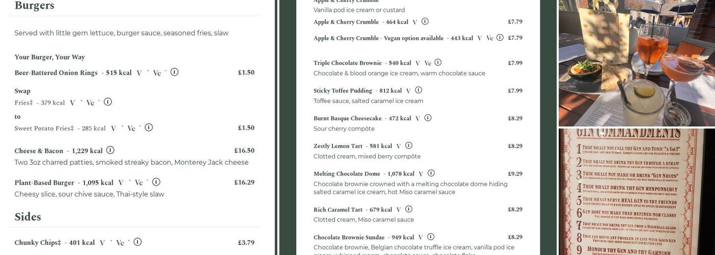 Manor House of Whittington Menu