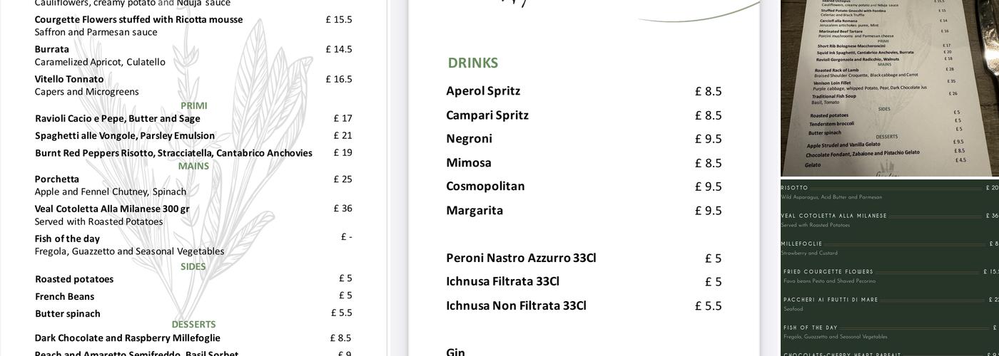 Giulia Restaurant Menu