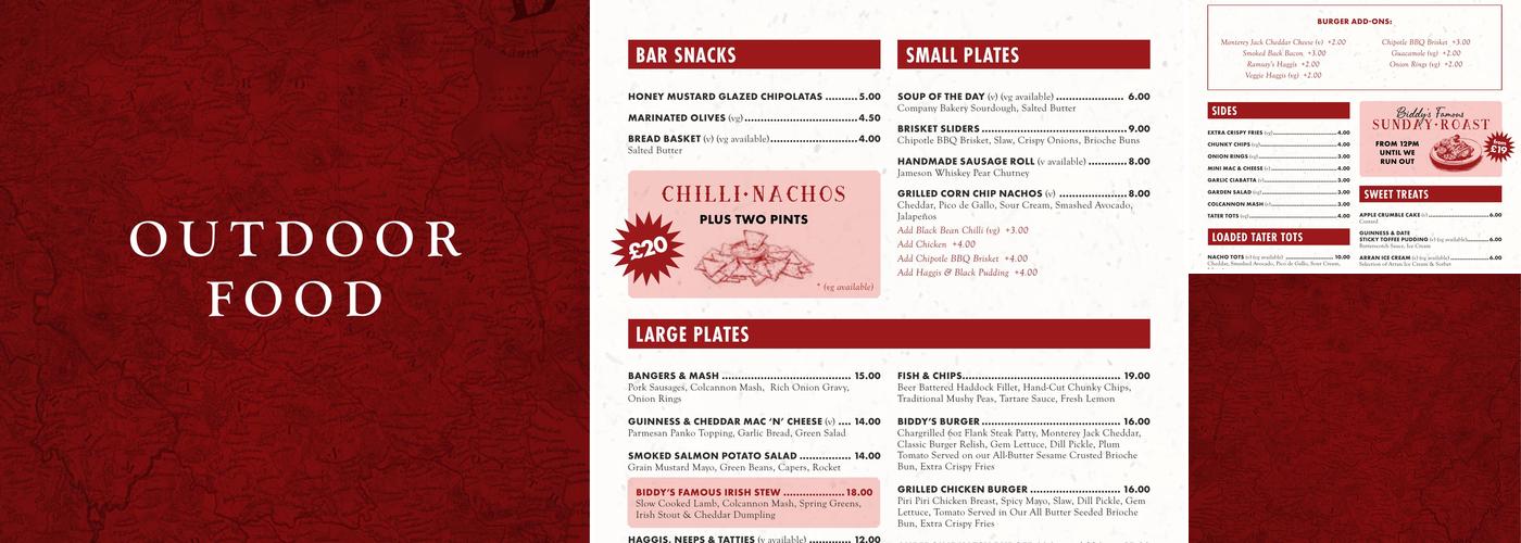 The Wee Pub - The Smallest Pub in Scotland Menu