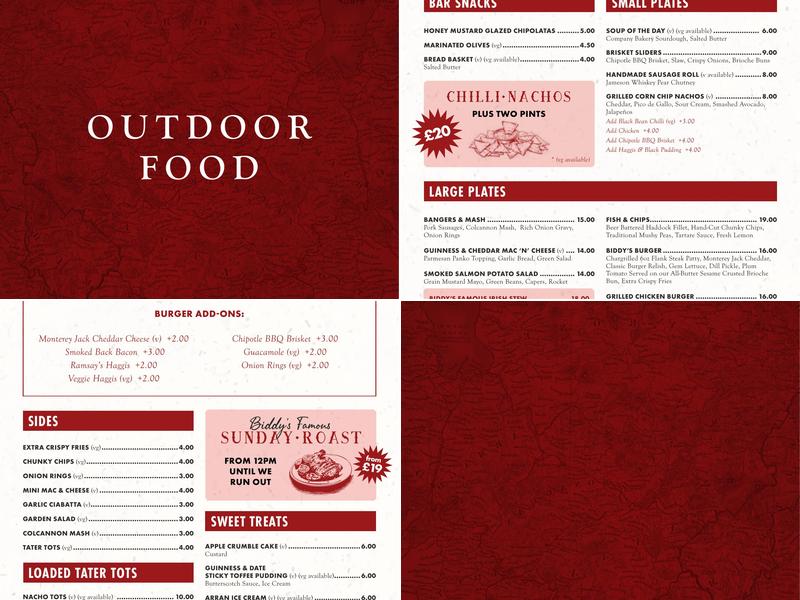 The Wee Pub - The Smallest Pub in Scotland Menu