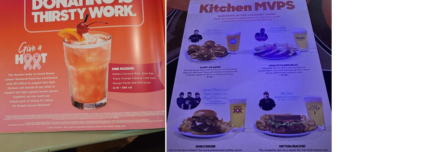 Hooters Menu
