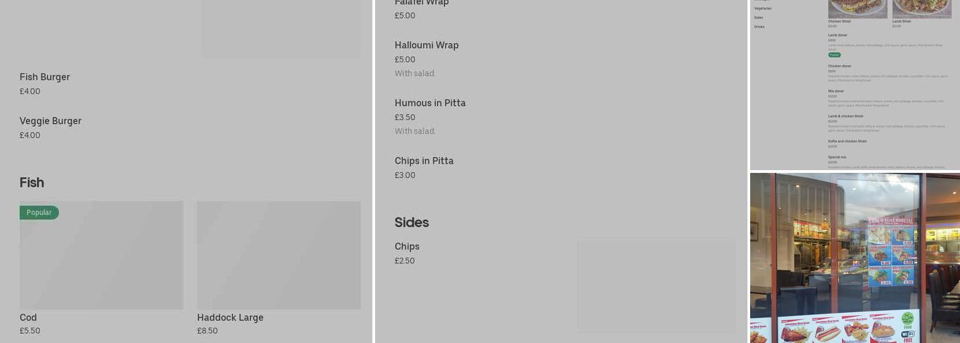 Hunger Cure Fish & Chip Kebab Menu