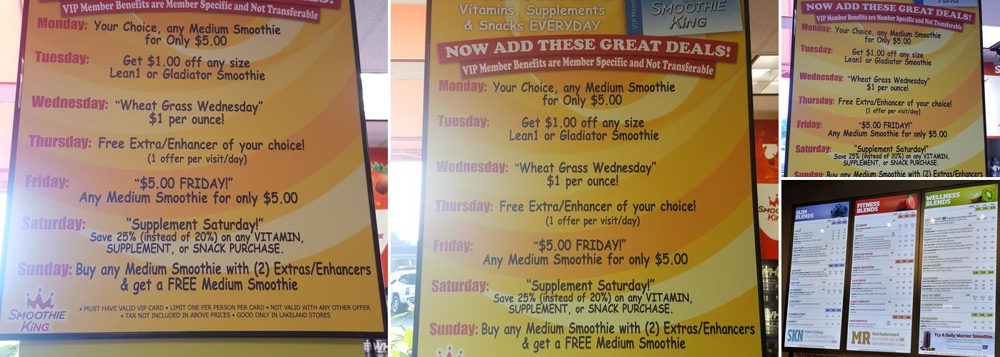 Smoothie King Menu