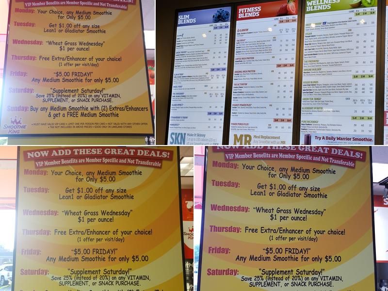 Smoothie King Menu