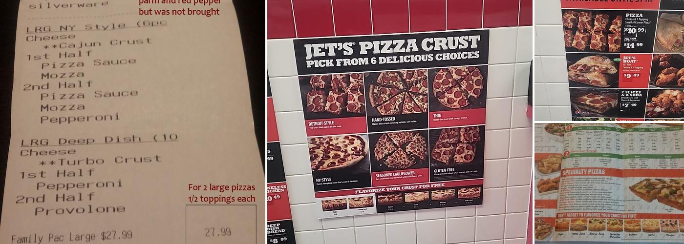 Jet's Pizza Menu