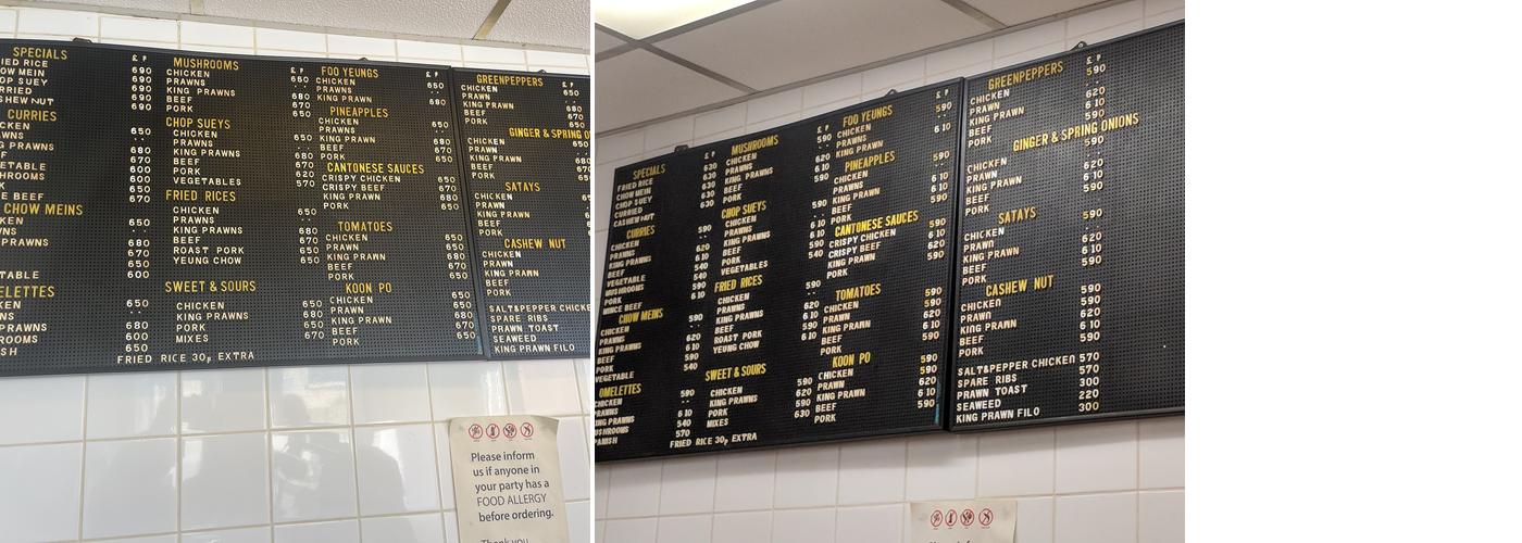 Britannia Chip Shop Menu