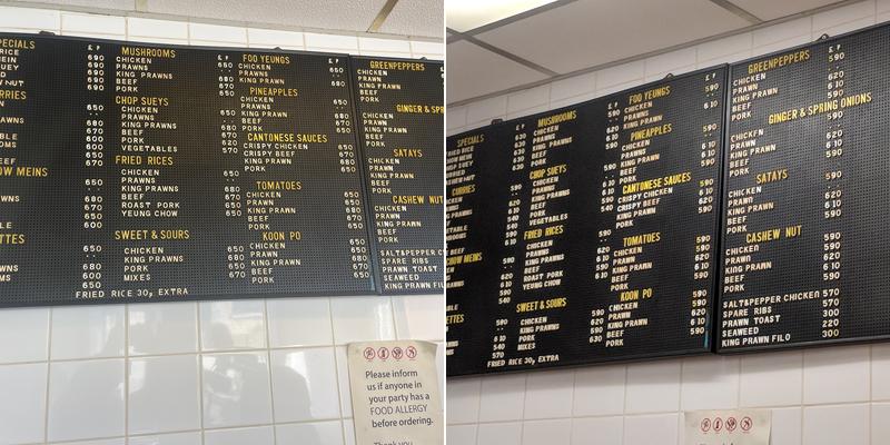 Britannia Chip Shop Menu