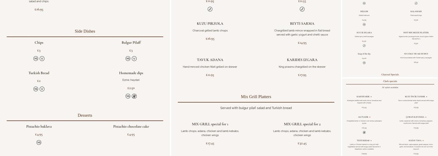 Taste of Turkey Menu