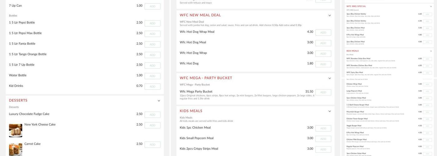 Worsbrough Fried Chicken Menu