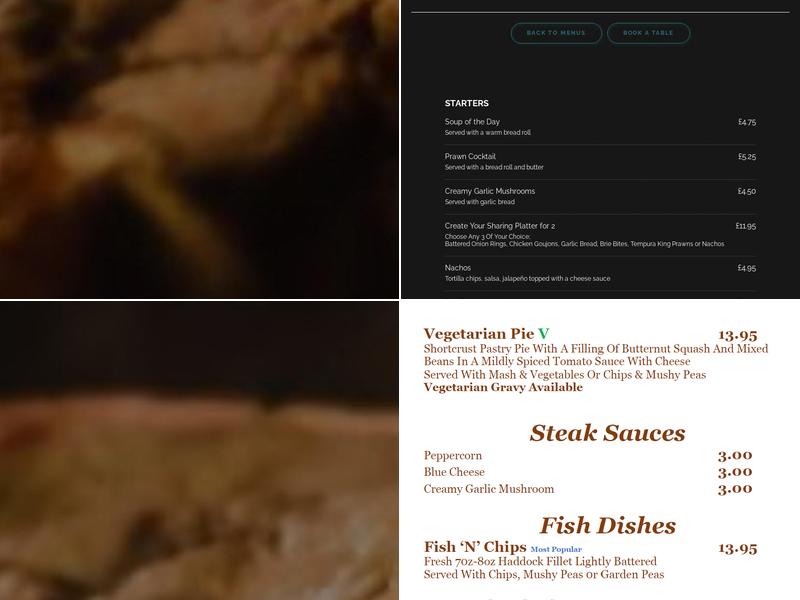 The New Cross Keys - Darfield Menu